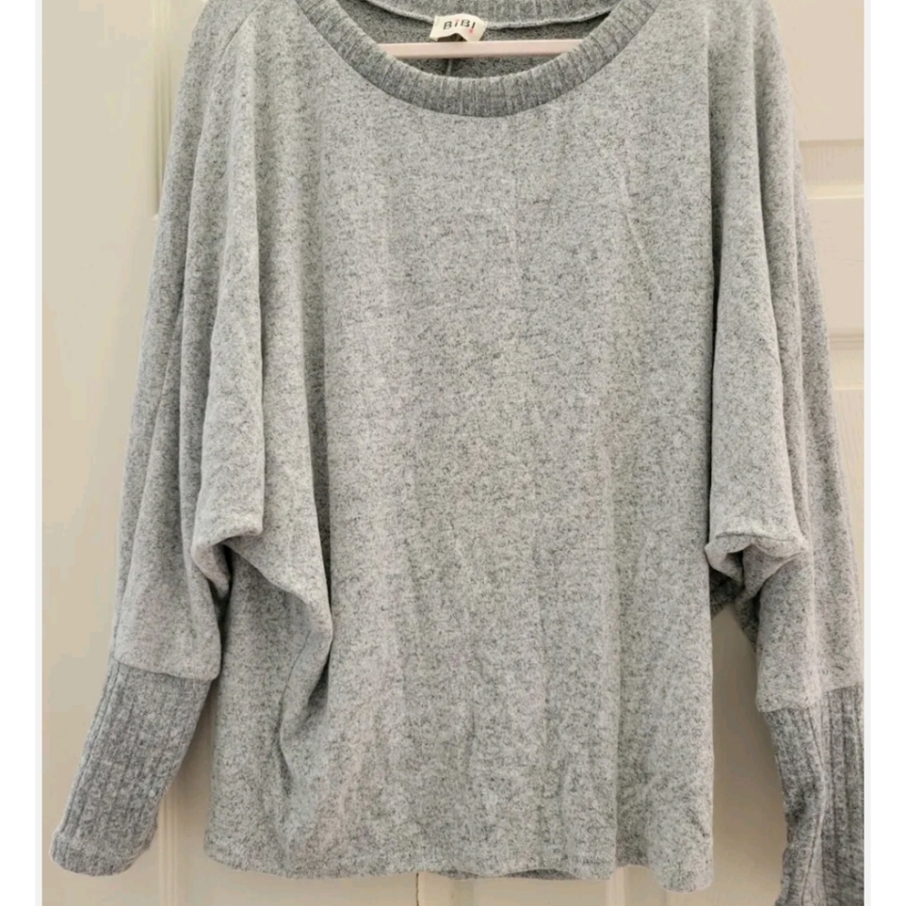 2 tone gray brushed knit off shoulder sweater. Nwot.